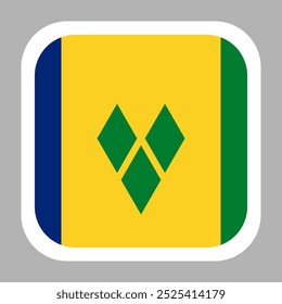 The flag of Saint Vincent and the Grenadines. Flag icon. Standard color. flat vector square with rounded corners. Computer illustration. Digital illustration. Vector illustration