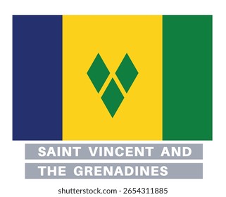 Bandera de San Vicente y las Granadinas. Icono de la bandera. Colores estándar. Tamaño estándar. Bandera rectangular.
