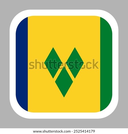 The flag of Saint Vincent and the Grenadines. Flag icon. Standard color. flat vector square with rounded corners. Computer illustration. Digital illustration. Vector illustration