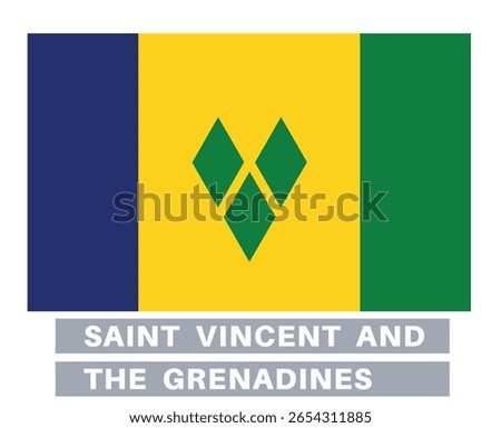 Flag of saint vincent and the grenadines. Flag icon. Standard colors. Standard size. Rectangular flag.
