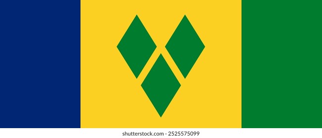 Flag of Saint Vincent and the Grenadines, long version, Vector Images