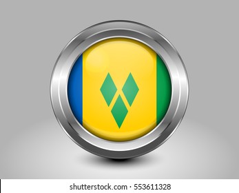 Flag of Saint Vincent and the Grenadines. Metal and Glass Round Icon. This is File from the Collection North America Flags
