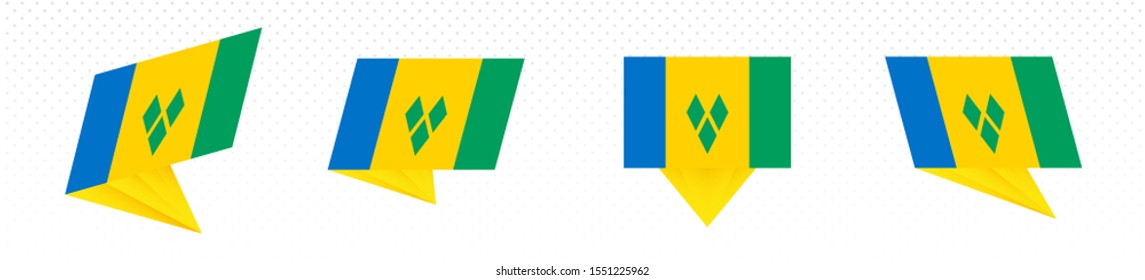 Flag of Saint Vincent and the Grenadines in modern abstract design, vector flag set.