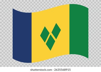 Flag of Saint Vincent and the Grenadines. National symbol in official colors. Template icon. Vector background.