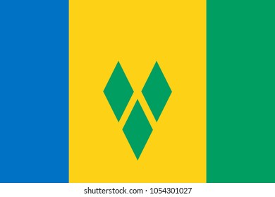 Flag of Saint Vincent and the Grenadines official colors and proportions, vector image.