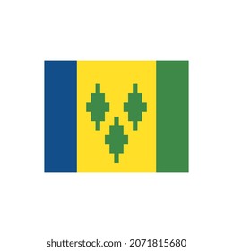 Flag Saint Vincent and the Grenadines. Pixel art. Stickers design. Isolated vector illustration. 