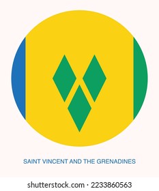 Bandera de San Vicente y las Granadinas, ilustración vectorial de la bandera de San Vicente y las Granadinas, bandera de San Vicente y las Granadinas en círculo.