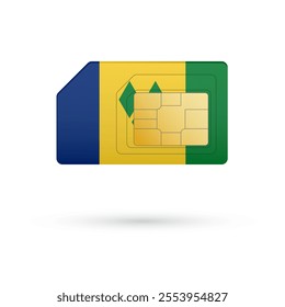 Flag of Saint Vincent and the Grenadines. Vector illustration of SIM Card with flag on white background