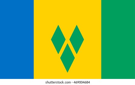 Flag of Saint Vincent and the Grenadines. Vector.Accurate dimensions, element proportions and colors