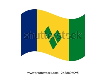 Flag of Saint Vincent and the Grenadines. Saint Vincent and the Grenadines wavy flag digital vector illustration. Fluttering flag.