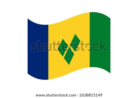 Flag of Saint Vincent and the Grenadines. Saint Vincent and the Grenadines wavy flag digital vector illustration. Fluttering flag.