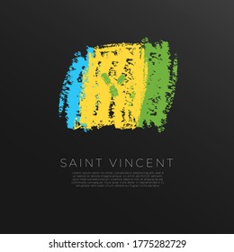 Flag of Saint Vincent in Grunge Brush Stroke : Vector Illustration