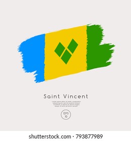 Flag of Saint Vincent in Grunge Brush Stroke : Vector Illustration