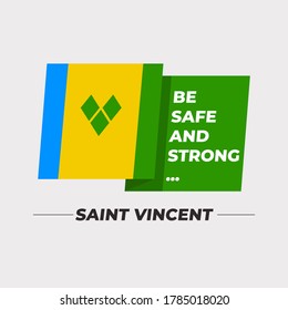 Flag of Saint Vincent : National flag icon with encouraging message isolated on light grey background : Vector Illustration