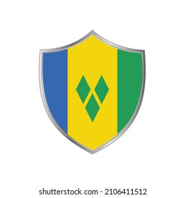 Flag of Saint Vincent with silver shield frame