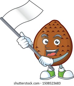 With flag salak fruit character on white background