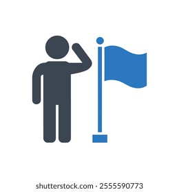 Flag Salute Icon on white background