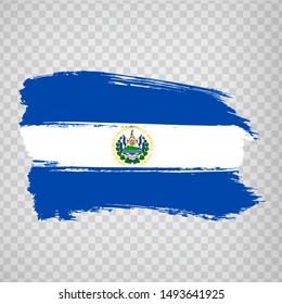 Flag Salvador from brush strokes. Flag Republic of El Salvador on transparent background for your web site design, logo, app, UI. Stock vector.  EPS10.