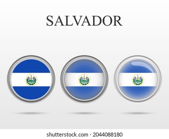 Flag of Salvador in the form of a circle