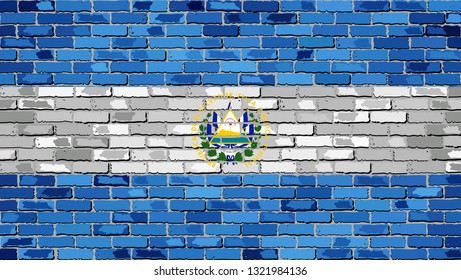 Flag of Salvador on a brick wall - Illustration, 
Abstract grunge background vector