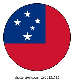 Flag of Samoa. Black edge. Samoa circle flag logo icon computer vector illustration design.