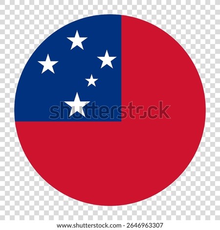 Flag of Samoa. Samoa circle flag logo icon computer vector illustration design. Checkerboard background.