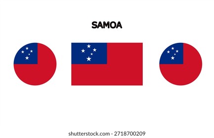Flag of Samoa country in high quality (rectangle and circle shape)