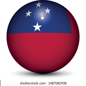 Flag of Samoa in the form of a ball isolated on white background.
