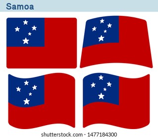Flag of Samoa. Flag icon set of four different shapes. Vector Illustration.
