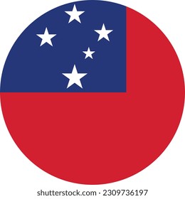 The flag of Samoa. Flag icon. Standard color. Round flag. Computer illustration. Digital illustration. Vector illustration.
