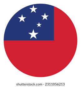 La bandera de Samoa. Icono de marca. Color estándar. Bandera redonda. Ilustración del equipo. Ilustración digital. Ilustración vectorial.