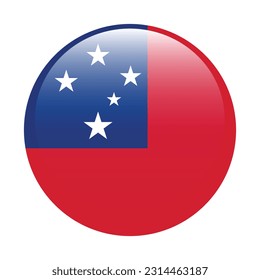 Flag of Samoa. Flag icon. Standard color. A round flag. 3d illustration. Computer illustration. Digital illustration. Vector illustration.