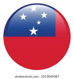 Flag of Samoa. Flag icon. Standard color. A round flag. 3d illustration. Computer illustration. Digital illustration. Vector illustration.