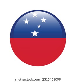 Bandera de Samoa. Icono de marca. Color estándar. Una bandera redonda. 3 quinquies ilustración. Ilustración del equipo. Ilustración digital. Ilustración vectorial.
