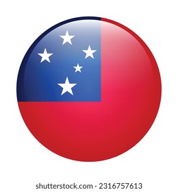 Bandera de Samoa. Icono de marca. Color estándar. La bandera redonda. 3 quinquies ilustración. Ilustración del equipo. Ilustración digital. Ilustración vectorial.