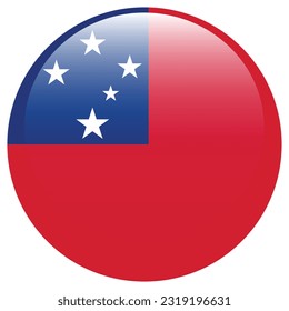 Flag of Samoa. Flag icon. Standard color. A round flag. 3d illustration. Computer illustration. Digital illustration. Vector illustration.