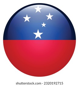 Flag of Samoa. Flag icon. Standard color. The round flag. 3d illustration. Computer illustration. Digital illustration. Vector illustration.