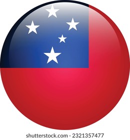 Flag of Samoa. Flag icon. Standard color. The round flag. 3d illustration. Computer illustration. Digital illustration. Vector illustration.