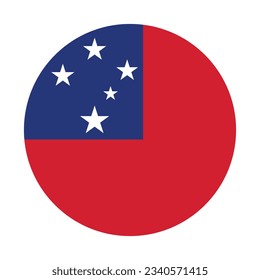 Flag of Samoa. Flag icon. Standard color. Circle icon flag. Computer illustration. Digital illustration. Vector illustration.