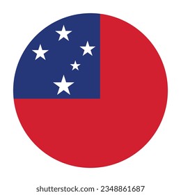Flagge von Samoa. Flaggensymbol. Standardfarbe. Circle Icon Flag. Computergrafik. Digitale Illustration. Vektorgrafik.