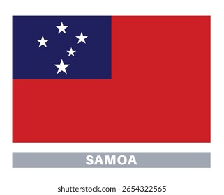 Flagge von Samoa. Flaggensymbol. Standardfarben. Standardgröße. Rechteckiges Flag.