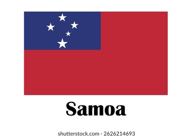 Flag of Samoa. Illustration over white background