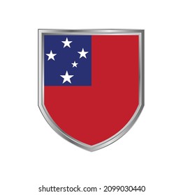 Flag of Samoa with metal shield frame