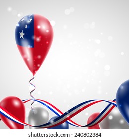 Flag of Samoa on balloon. Celebration and gifts. Ribbon in the colors are twisted. Balloons on the feast of the national day. 