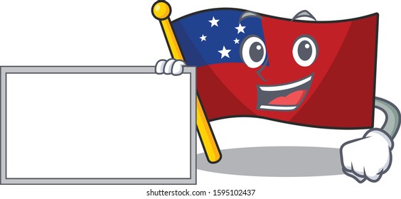 Flag samoa Scroll with board cartoon mascot design style