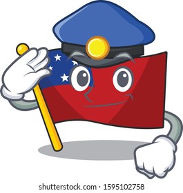 Flag samoa Scroll Cartoon mascot style as a Police officer