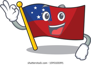 Flag samoa Scroll mascot design making an Okay gesture