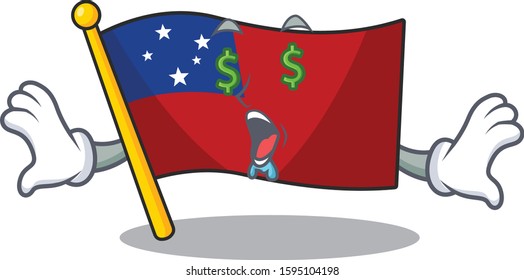 Flag samoa Scroll with Money eye cartoon character style