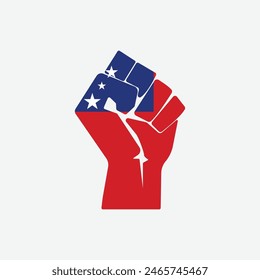 Flag of Samoa in the shape of raised hand sign isolated on background. Fist symbol modern, simple, vector, icon for website design, mobile app, ui. Vector Illustration