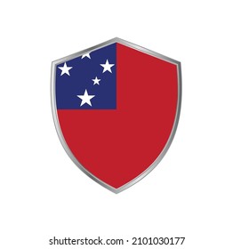 Flag of Samoa with silver frame